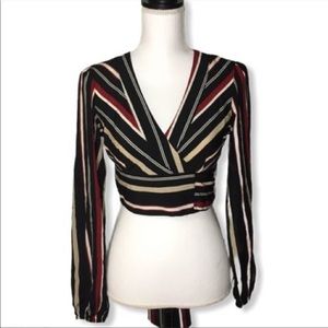 Superdown Striped Wrap Shirt